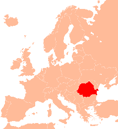 Karte Europas, Rum�nien hervorgehoben